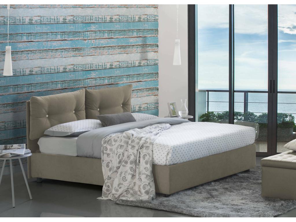 Vertchez bed, size Vertchez storage bed with fabric upholstery, Made in Italy, front opening, with 120x190 cm mattress included, dove grey