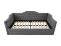 Upholstered bed/sofa bed/storage bed frame with USB Type-C charging port and 2 drawers, 90x190 cm, grey linen, mattress not included