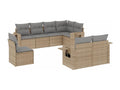 Garden furniture set with cushions, 8 pieces, beige woven resin
