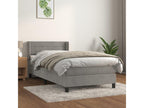Bed with upholstered base and mattress, light grey, 90x190 cm, velvet