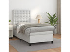 Upholstered bed base with mattress, white, 100x200cm, faux leather