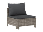 5-piece garden furniture set with cushions, grey woven resin