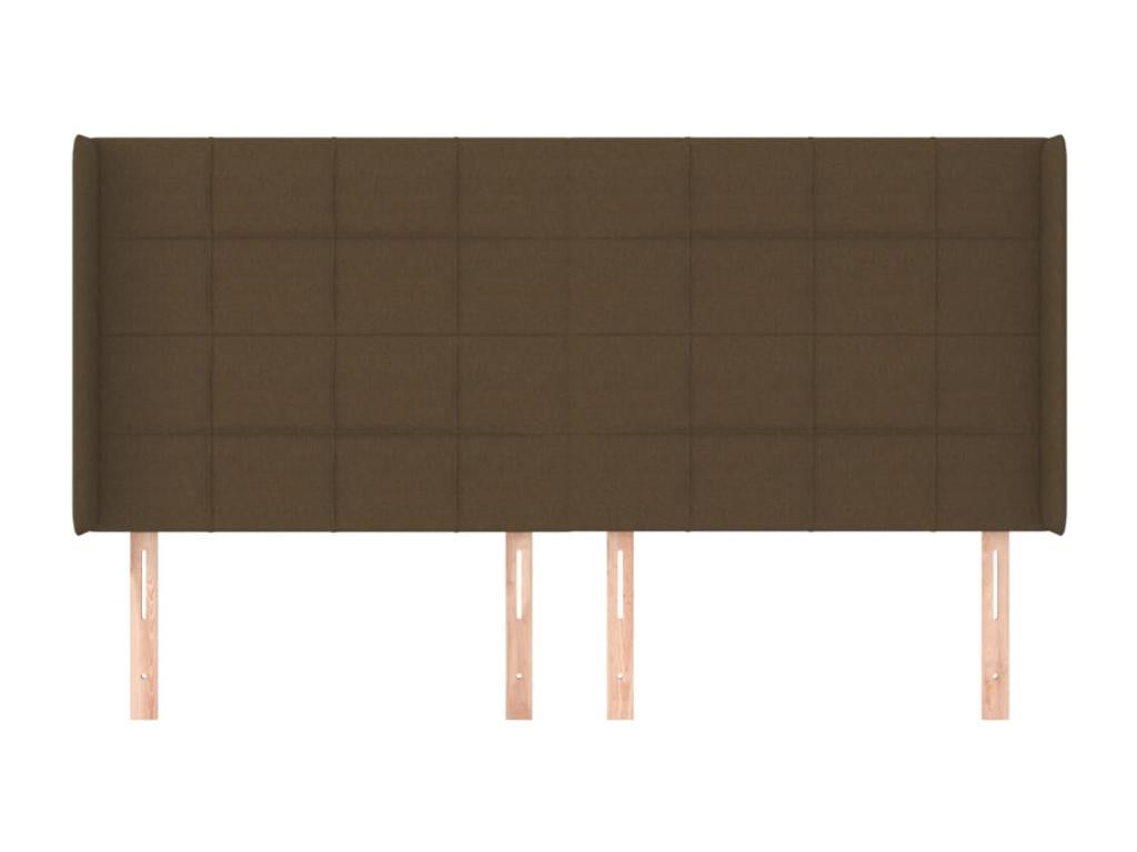 Headboard with wings, dark brown, 163x16x118/128 cm, fabric