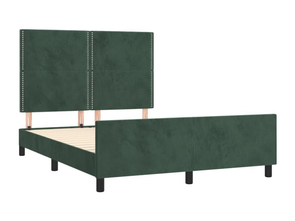 Dark green bed frame without mattress, 140x200 cm, velvet