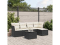 6-piece garden furniture set with black resin wicker cushions