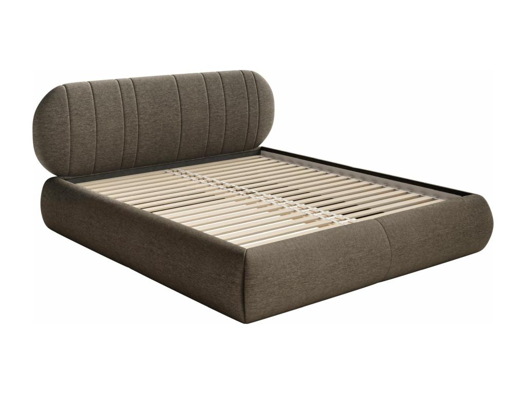 Upholstered bed - 140x200 cm - in brown woven fabric - Meublita