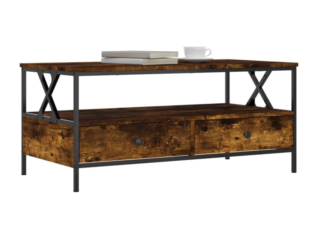 Smoked oak coffee table, 100x51x45 cm, engineered wood