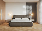 Upholstered bed - 140x200 cm - in brown woven fabric - Meublita