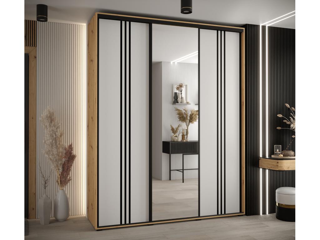 Meublita 7-door sliding wardrobe, 235.2/200/45 cm, 3 doors, Meublita/White/Black