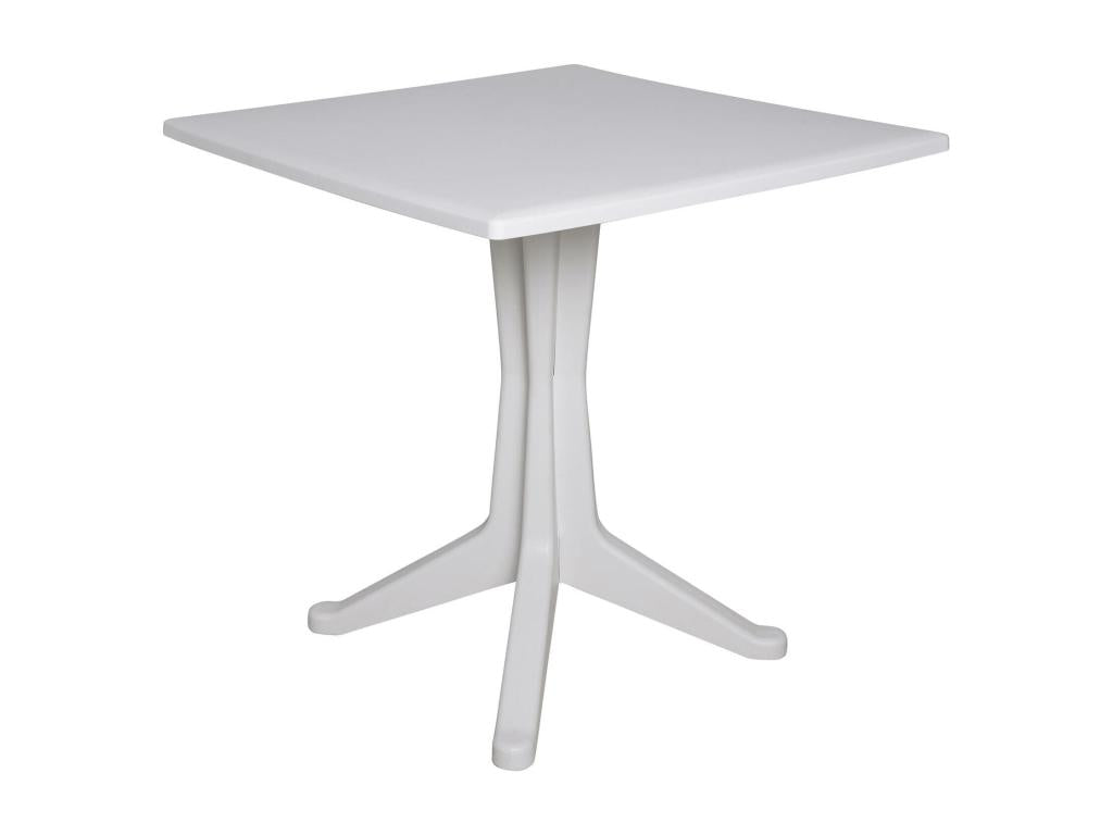 Meublita outdoor table with fixed square shelf, versatile garden table, Made in Italy, 70x70x72 cm, White