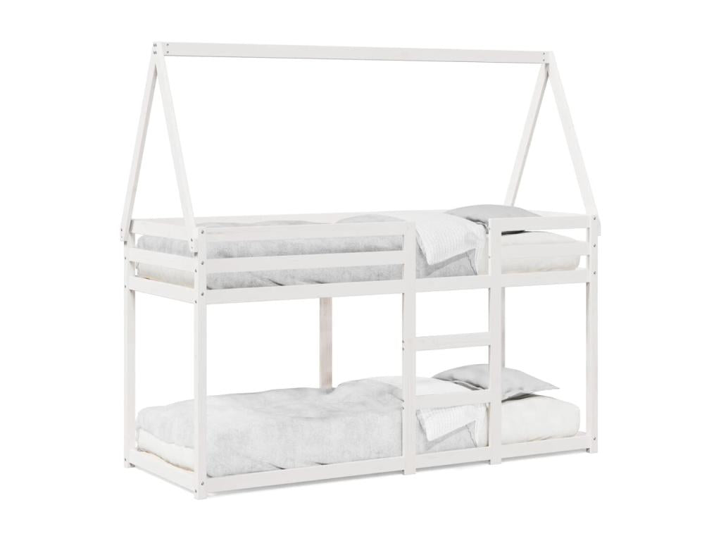 Bunk bed... without mattress, white, 75x190 cm, solid pine wood