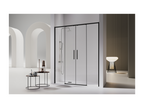 Vertchez shower enclosure with 2 fixed glass panels and 2 sliding doors, matte black, 142-144.6 cm