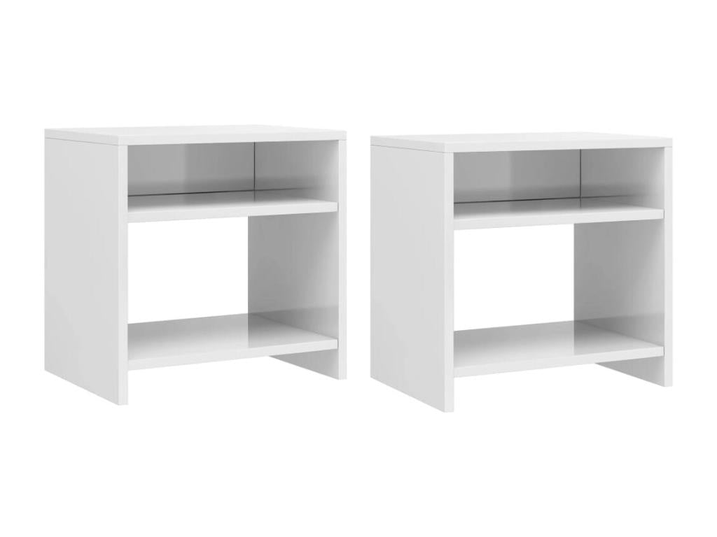 2-piece bedside tables, glossy white, 40x30x40cm, engineered wood