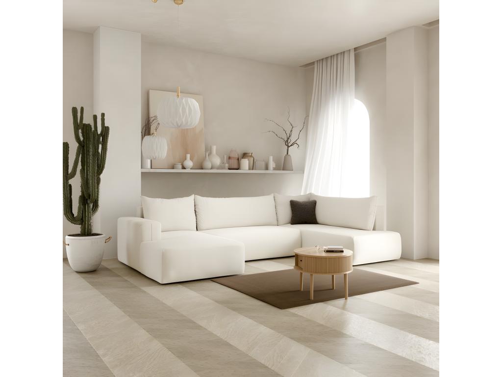Meublita U-shaped panoramic convertible corner sofa in white with right-angle corner