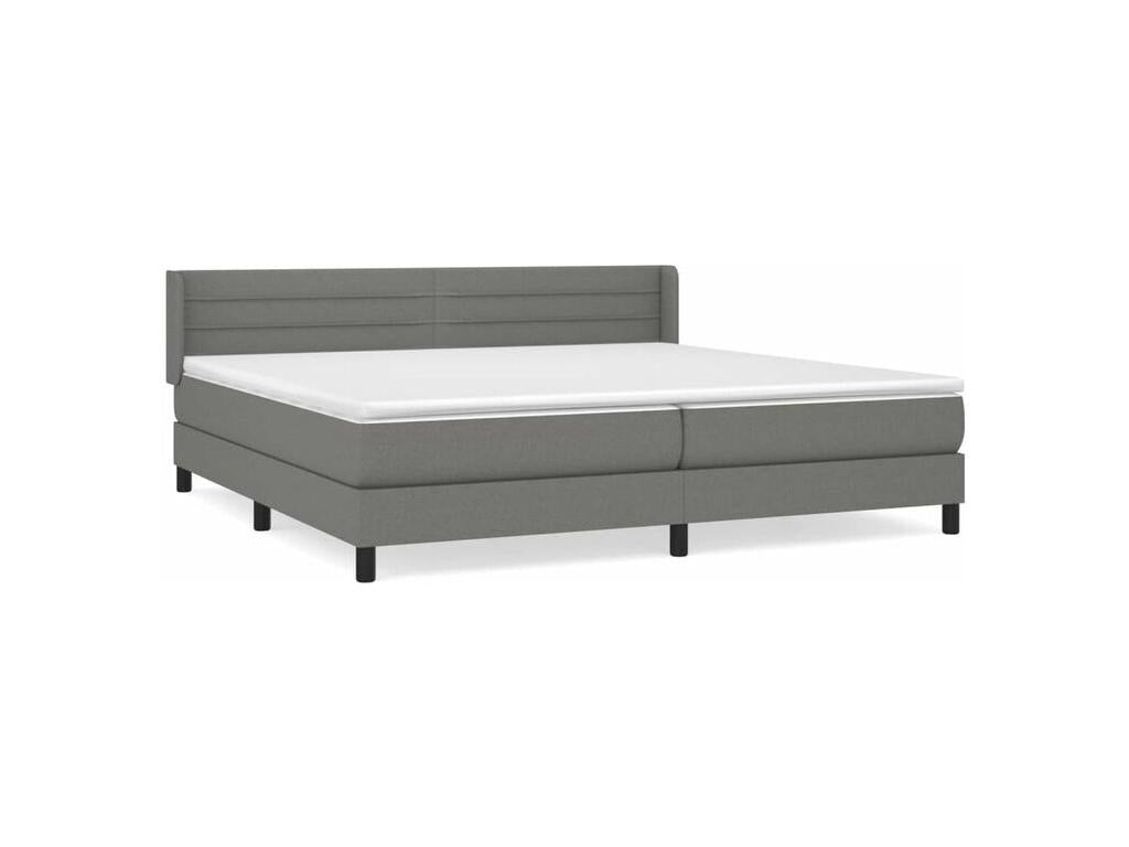 Meublita bed base with mattress, dark grey, 200x200 cm, fabric
