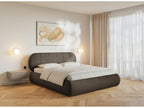 Upholstered bed - 140x200 cm - in brown woven fabric - Meublita