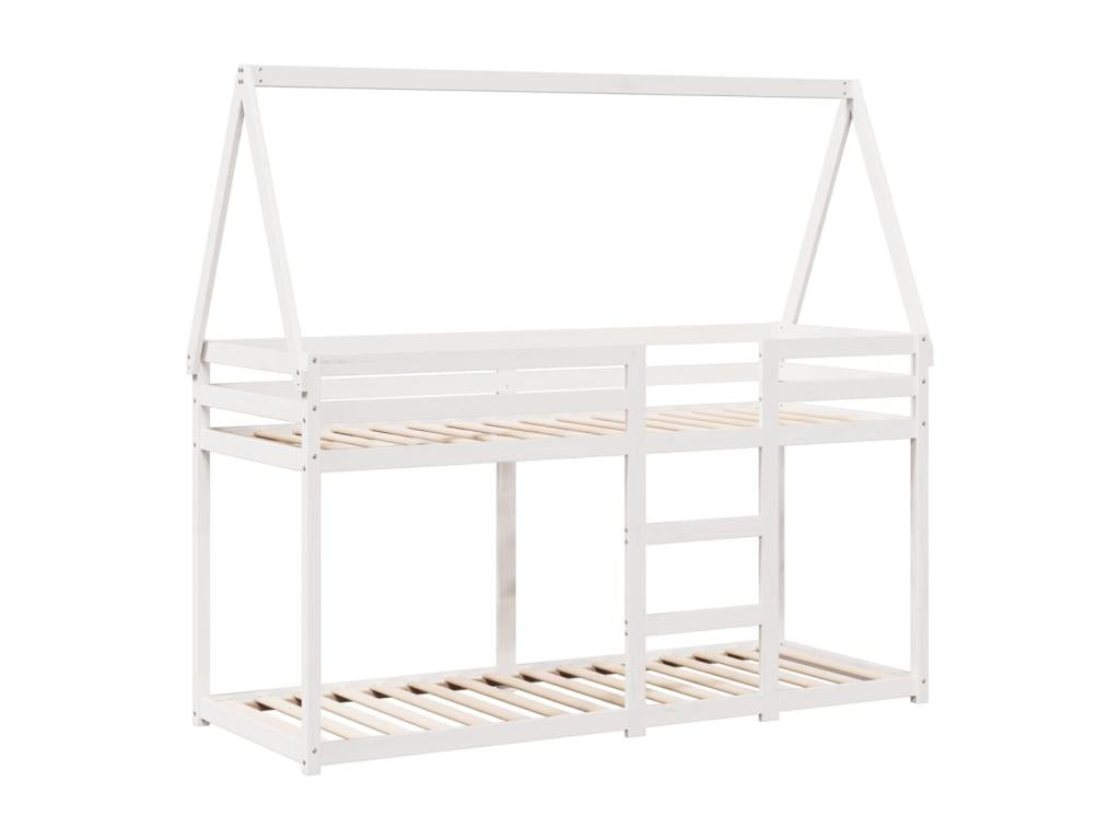 Bunk bed... without mattress, white, 75x190 cm, solid pine wood
