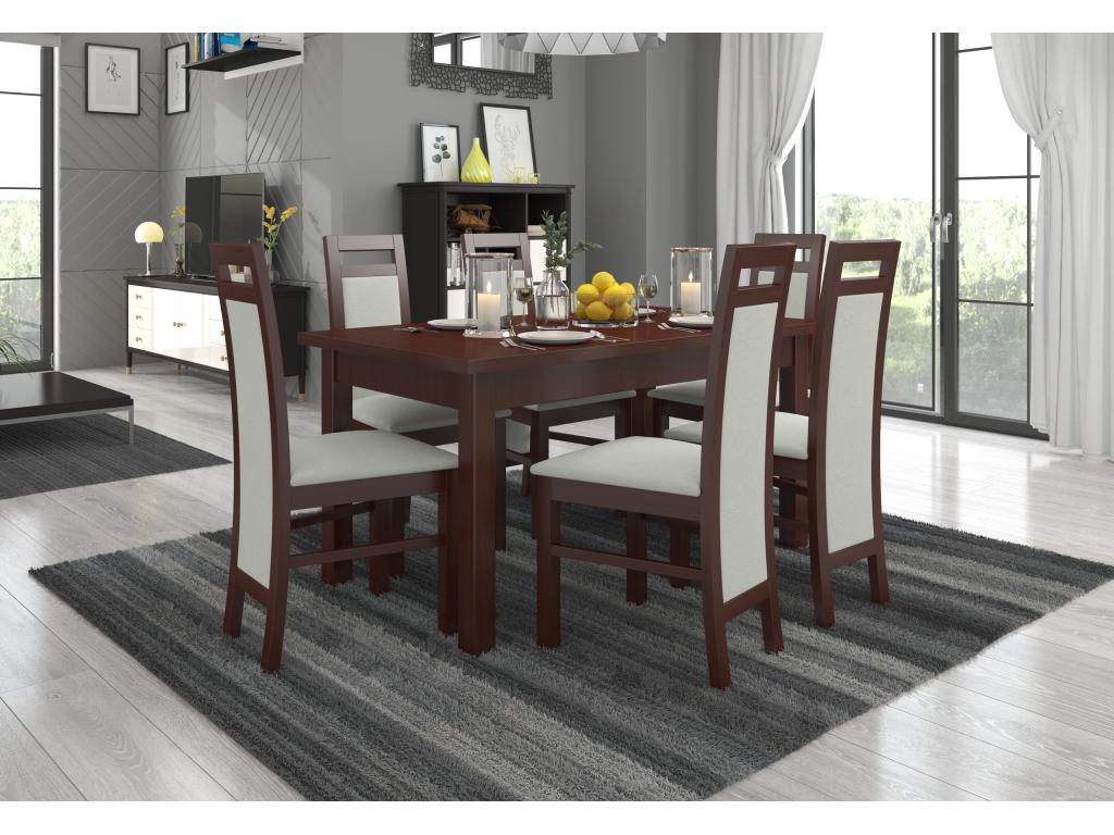 Dark walnut wood chair and Meublita-Tissu fabric 27108