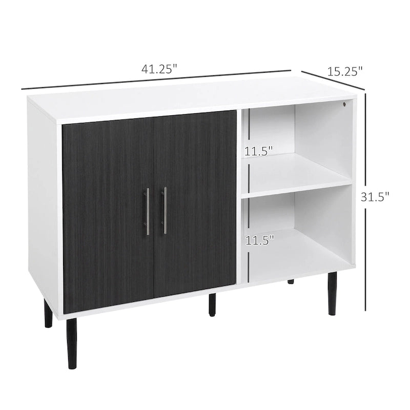 HOMCOM Buffet Cabinet, Storage Sideboard with Adjustable Shelf, Free Standing 2-Door Kitchen Cupboard, Hallway, Grey