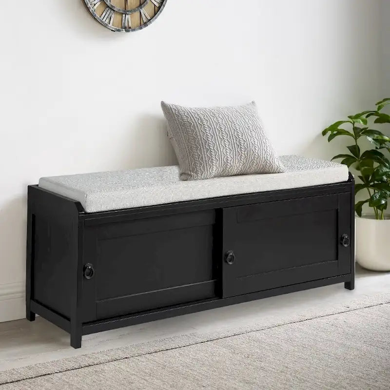 19.3 in.H X 46.85 in.W X 15.35 in.D Wood Storage Bench with Cabinets