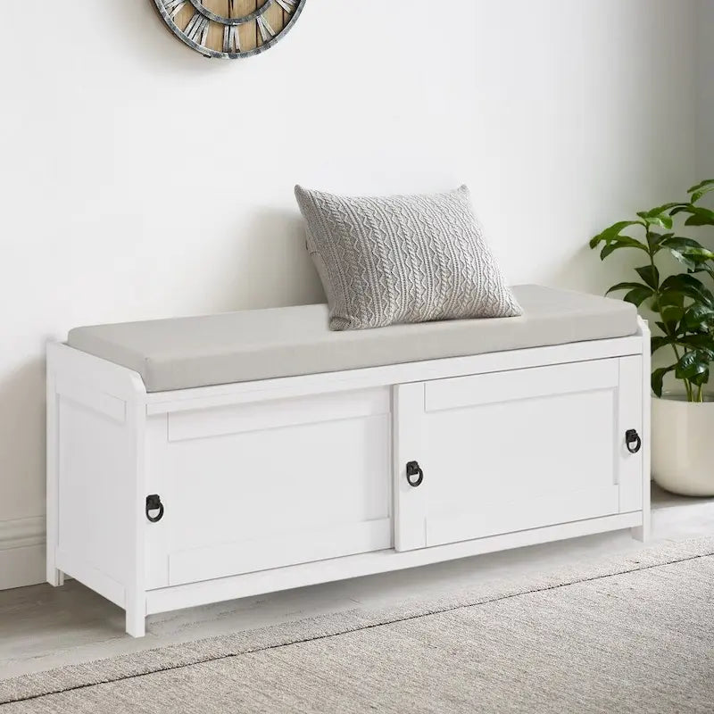 19.3 in.H X 46.85 in.W X 15.35 in.D Wood Storage Bench with Cabinets