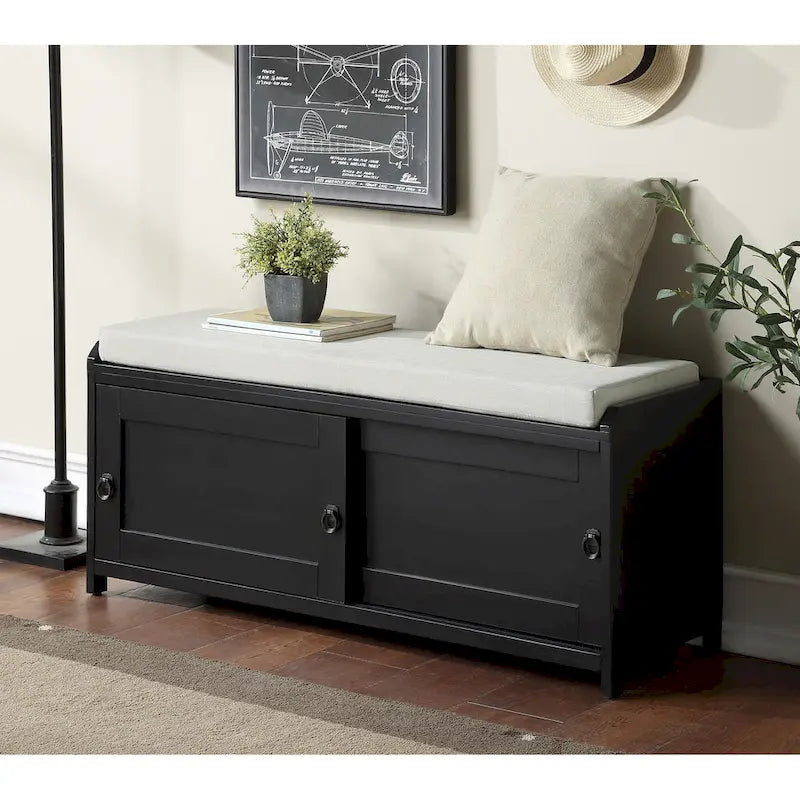 19.3 in.H X 46.85 in.W X 15.35 in.D Wood Storage Bench with Cabinets