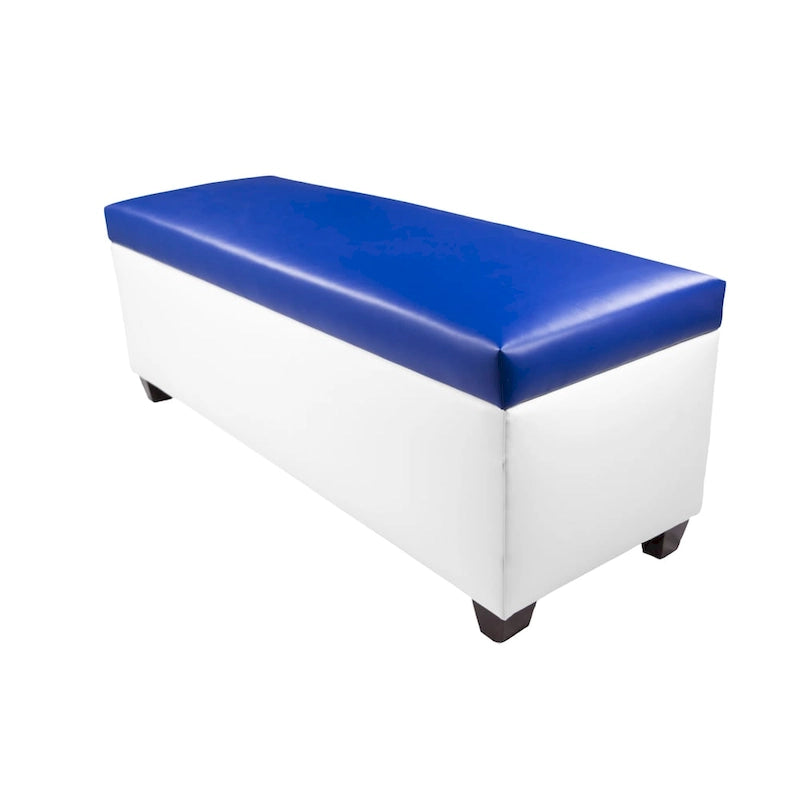 Mid Century Modern White Vinyl Shoe Storage Bench