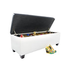Mid Century Modern White Vinyl Shoe Storage Bench
