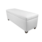 Mid Century Modern White Vinyl Shoe Storage Bench