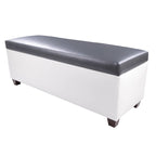 Mid Century Modern White Vinyl Shoe Storage Bench