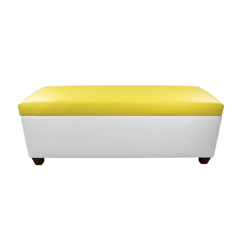 Mid Century Modern White Vinyl Shoe Storage Bench