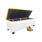 Mid Century Modern White Vinyl Shoe Storage Bench