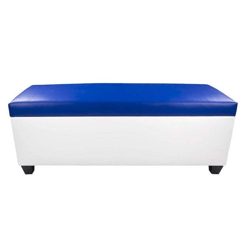 Mid Century Modern White Vinyl Shoe Storage Bench