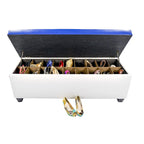 Mid Century Modern White Vinyl Shoe Storage Bench