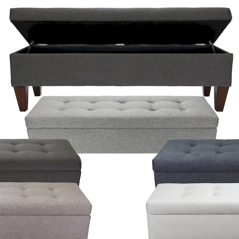 Brooke Corona Upholstered Button-tufted Wood Long Storage Bench