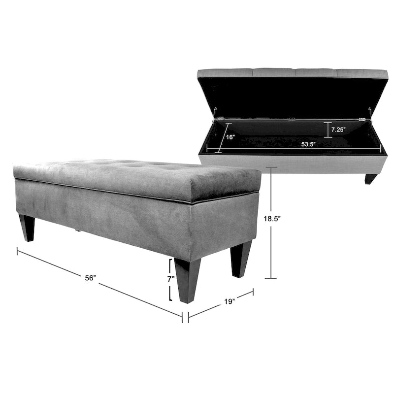 Brooke Corona Upholstered Button-tufted Wood Long Storage Bench