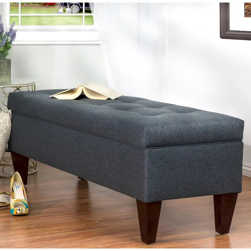 Brooke Corona Upholstered Button-tufted Wood Long Storage Bench