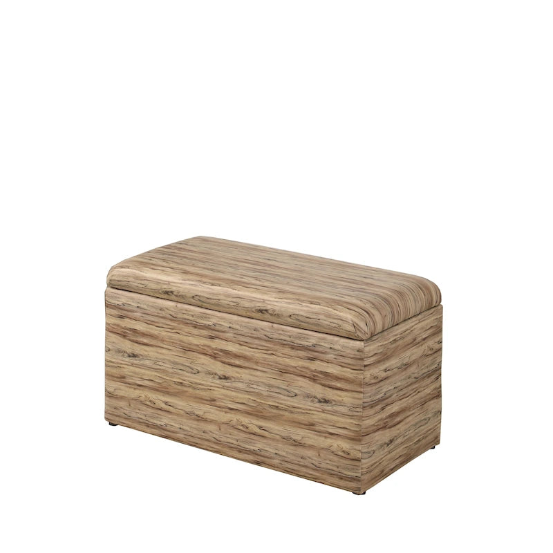Taupe and Blue Plaid Storage Bench and Ottoman Three Piece Set