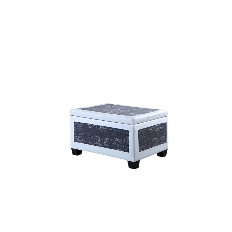 Taupe and Blue Plaid Storage Bench and Ottoman Three Piece Set