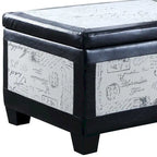 Taupe and Blue Plaid Storage Bench and Ottoman Three Piece Set