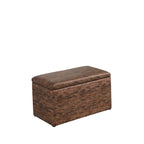 Taupe and Blue Plaid Storage Bench and Ottoman Three Piece Set