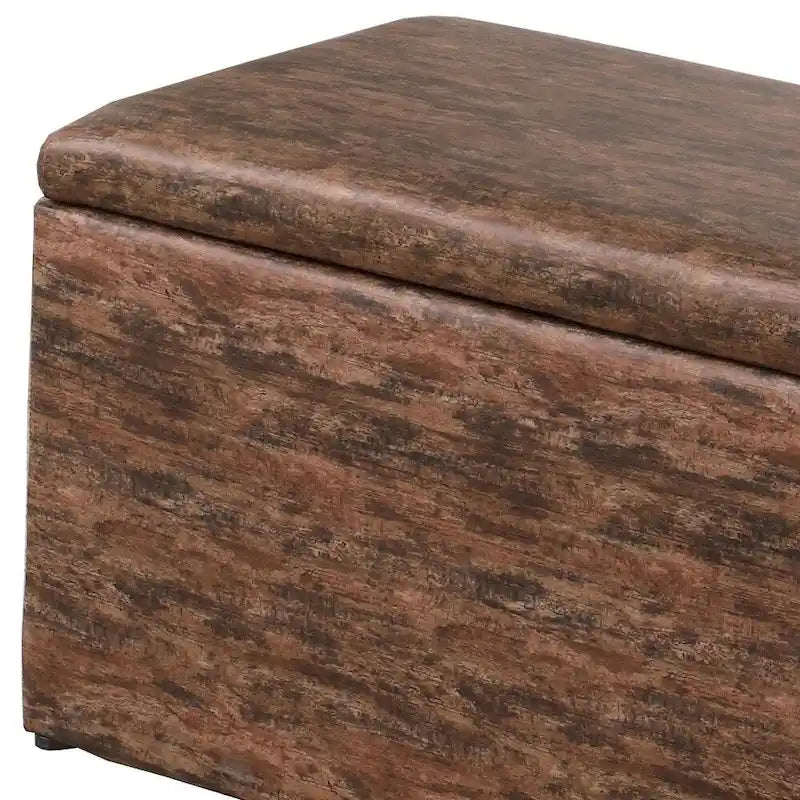 Taupe and Blue Plaid Storage Bench and Ottoman Three Piece Set