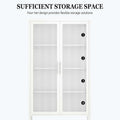Double Glass Door Storage Cabinet with Adjustable Shelves