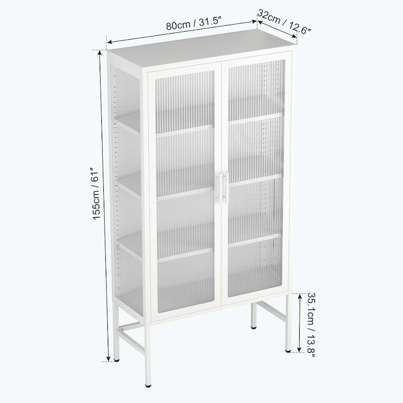 Double Glass Door Storage Cabinet with Adjustable Shelves