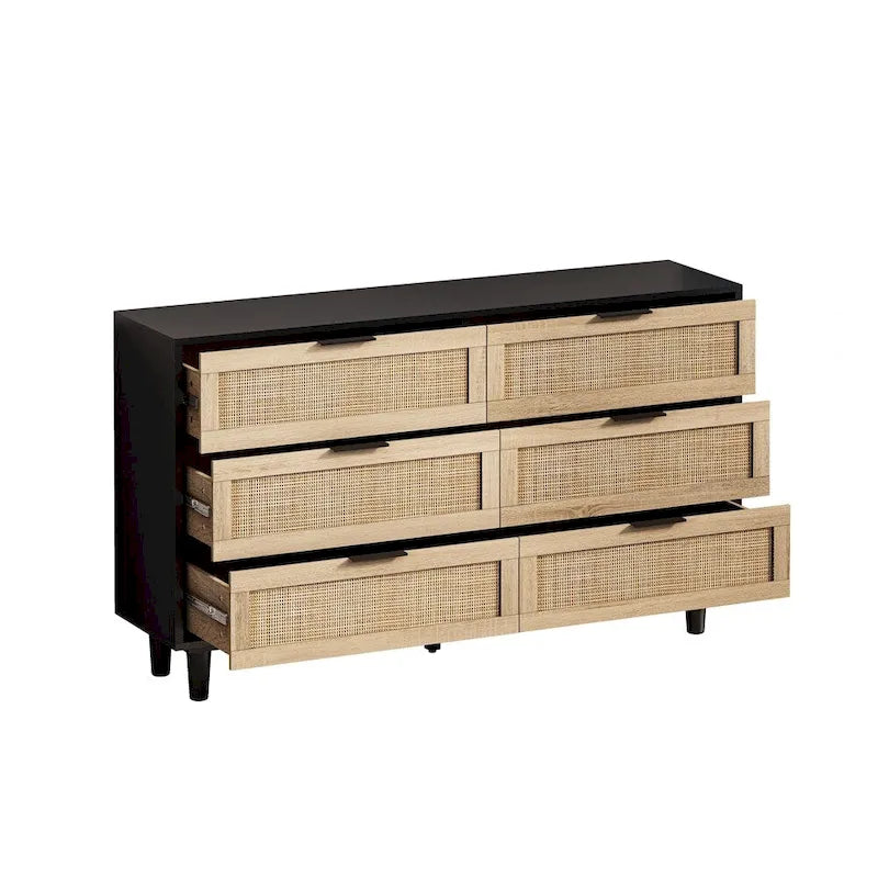 6 Drawers Rattan Storage Cabinet Rattan Drawer,for Bedroom
