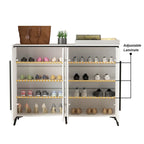 Timechee 4 Door White Wooden Entryway Shoes Storage Cabinet