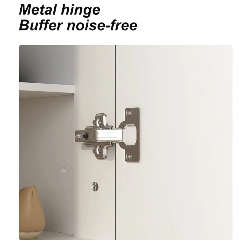 Timechee 4 Door White Wooden Entryway Shoes Storage Cabinet