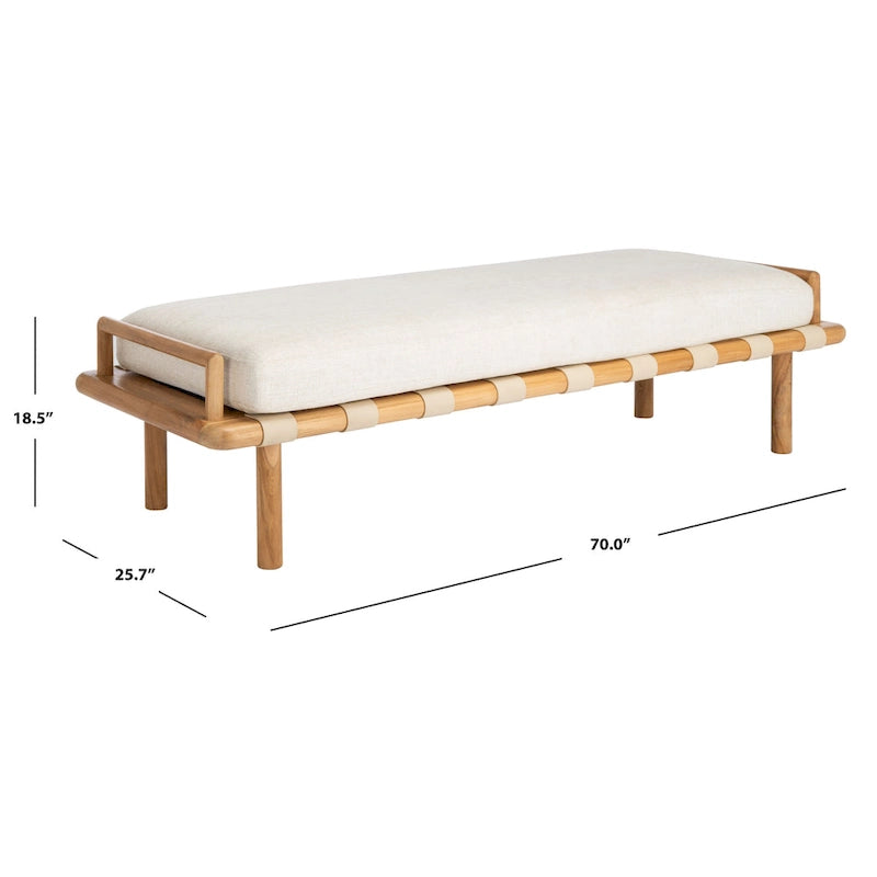 SAFAVIEH Couture Constantine Teak Cushion Bench - 70 W x 25.7 L x 18.5 H