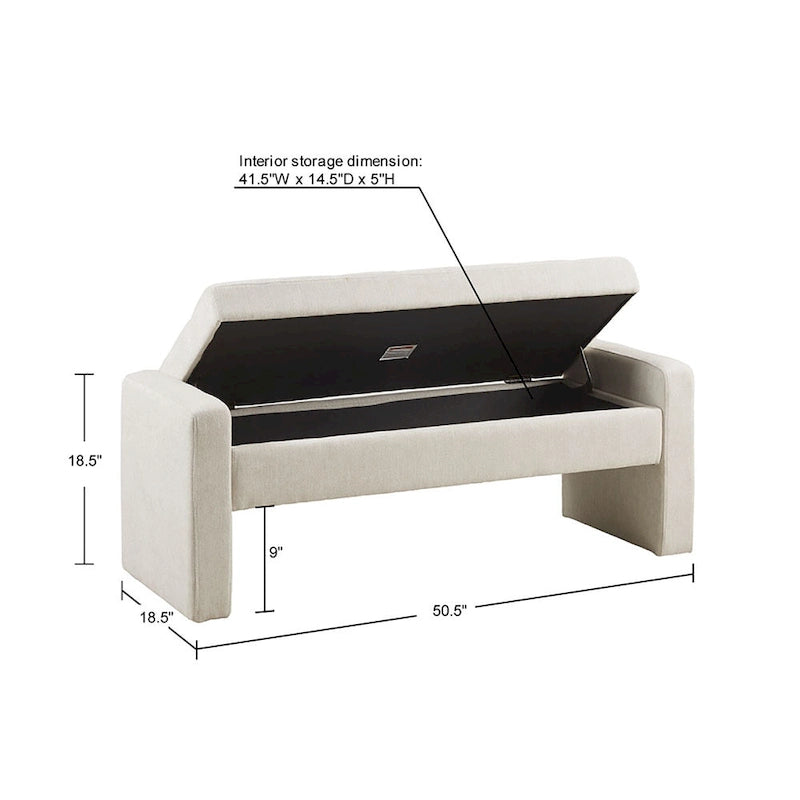 Madison Park Payden Cream Soft Close Storage Bench