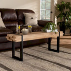 Henson Natural Brown Finished Wood and Black Finished Metal Bench